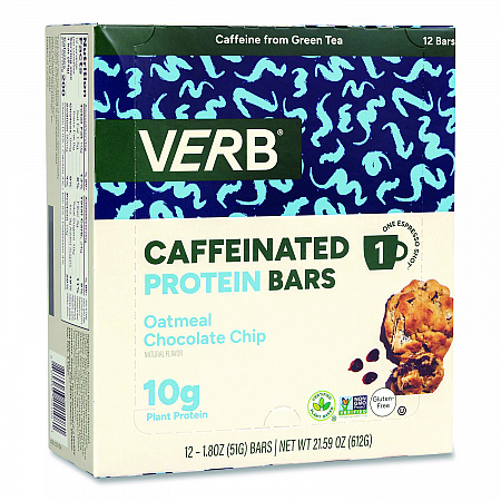 Caffeinated Protein Bar, Oatmeal Chocolate Chip, 1.8 oz Bar, 12/Box (22002523)