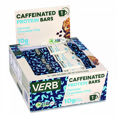 Caffeinated Protein Bar, Oatmeal Chocolate Chip, 1.8 oz Bar, 12/Box (22002523)