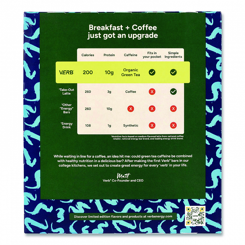 Caffeinated Protein Bar, Oatmeal Chocolate Chip, 1.8 oz Bar, 12/Box (22002523)