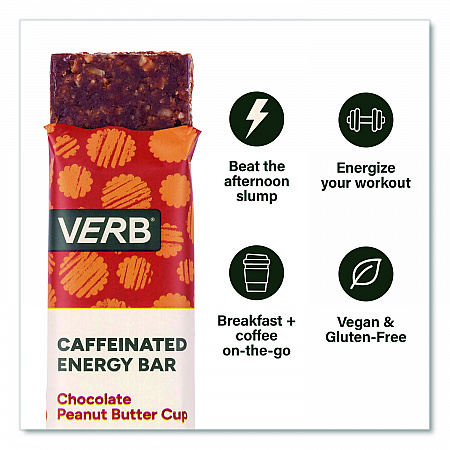 Caffeinated Energy Bar, Chocolate Peanut Butter Cup, 0.92 oz Bar, 16/Box (22002524)