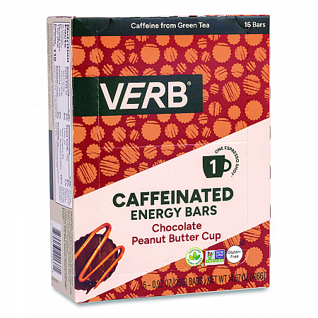 Caffeinated Energy Bar, Chocolate Peanut Butter Cup, 0.92 oz Bar, 16/Box (22002524)
