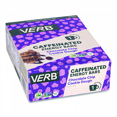 Caffeinated Energy Bar, Chocolate Chip Cookie Dough, 0.92 oz Bar, 16/Box (22002525)
