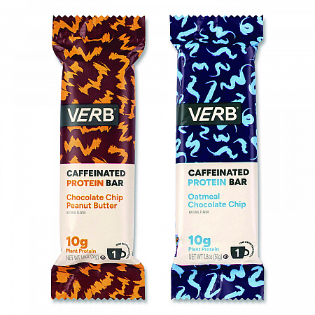 Caffeinated Protein Bar, Chocolate Chip Peanut Butter and Oatmeal Chocolate Chip, 1.8 oz Bar, 24/Box (60004177)