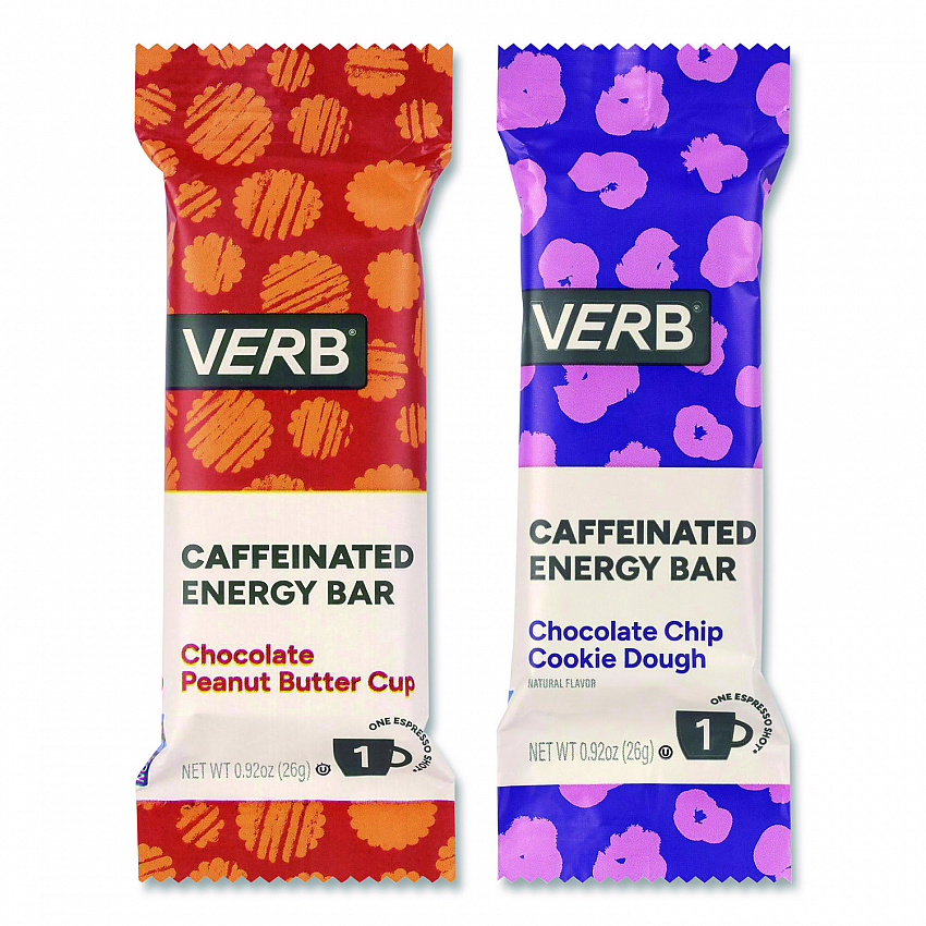 Caffeinated Energy Bar, Chocolate Peanut Butter Cup and Chocolate Chip Cookie Dough, 0.92  oz Bar, 32/Box (60004178)