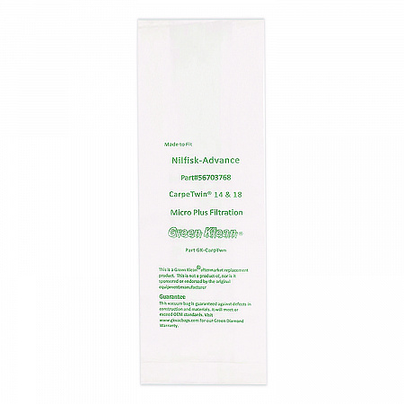Replacement Vacuum Bags, Fits Advac/Lindhaus/Minuteman Phenom/Nilfisk Carpetwin, 10/Pack (CARPTWNP)