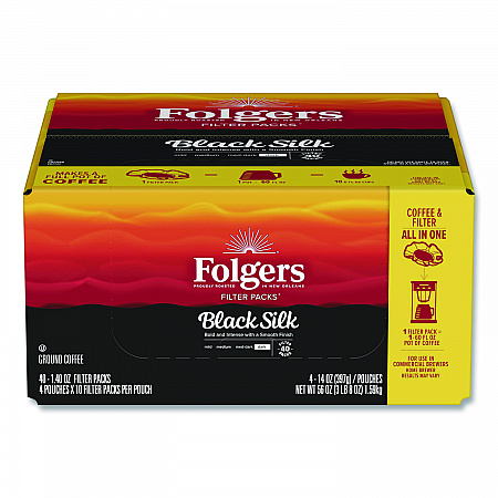 Coffee Filter Packs, Black Silk, 1.4 oz Pack, 40Packs/Carton (00016)
