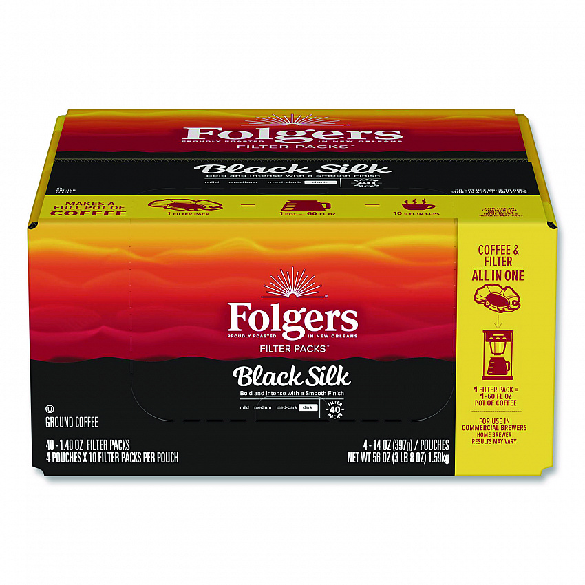 Coffee Filter Packs, Black Silk, 1.4 oz Pack, 40Packs/Carton (00016)