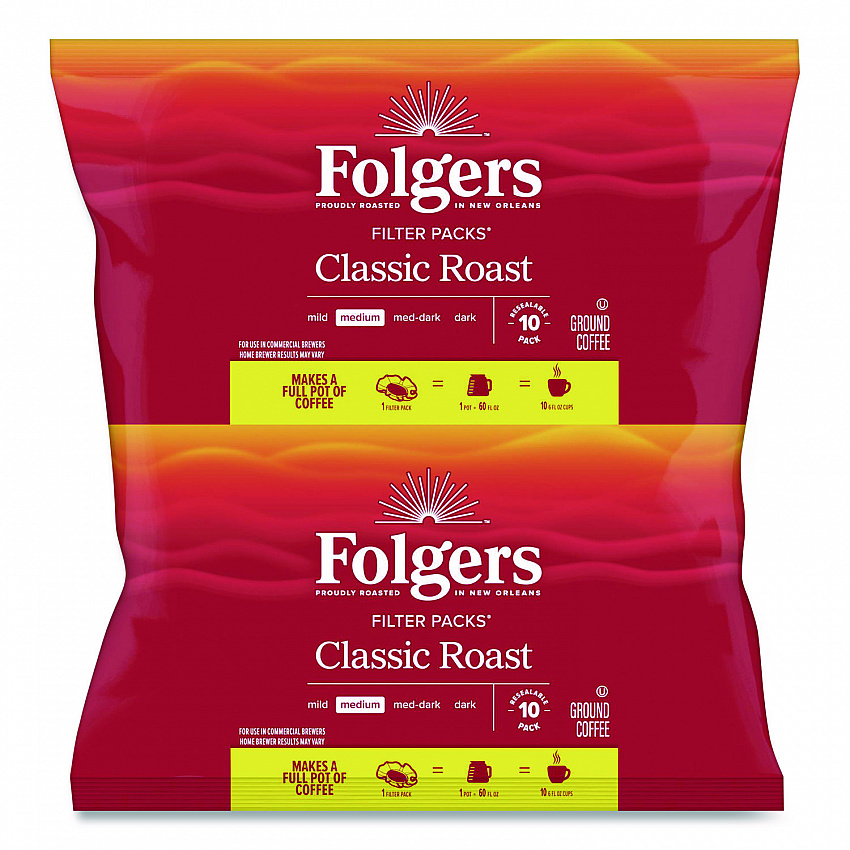 Coffee Filter Packs, Classic Roast, 0.9 oz, 10 Filters/Pack, 4 Packs/Carton (06239)