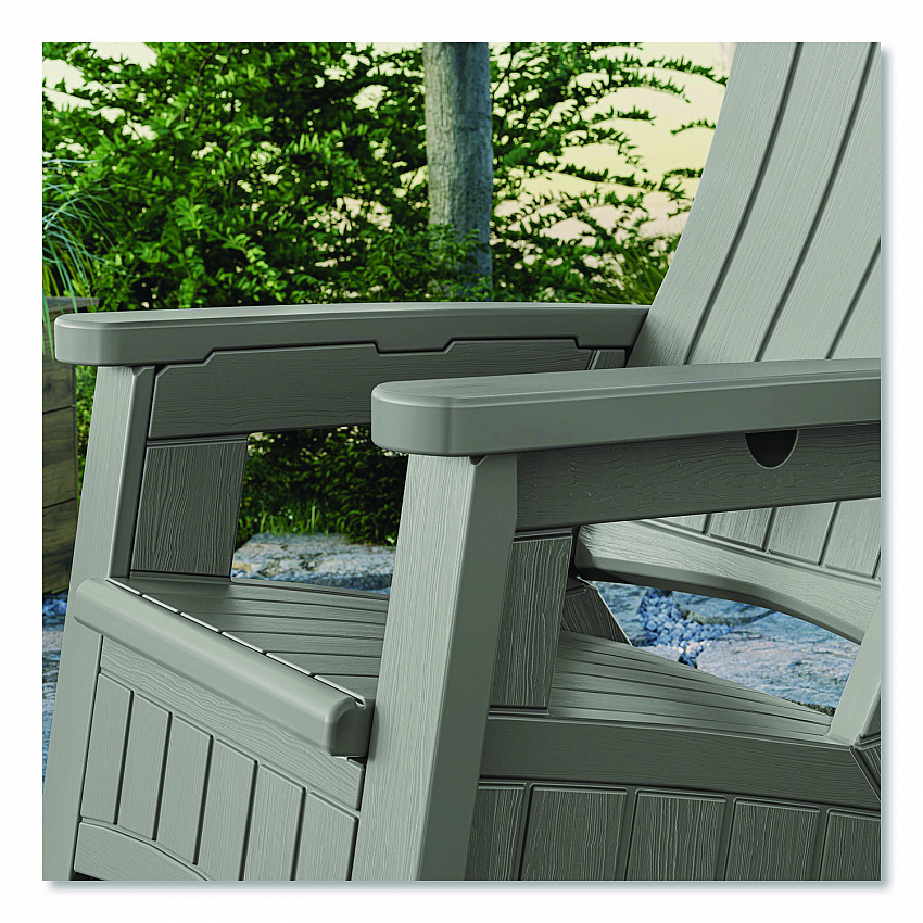 Adirondack Chair with Storage, Supports Up to 375 lb, 14.5" Seat Height, 30" x 32.5" x 38.5", Dove Gray (BMAC1000DG)