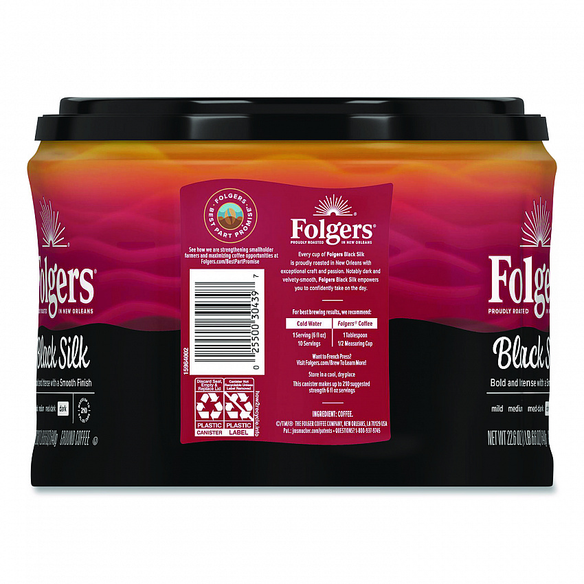 Black Silk Ground Coffee, 22.6 oz Canister (20540)