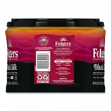 Black Silk Ground Coffee, Black 22.6 oz Canister, 6/Carton (20540CT)