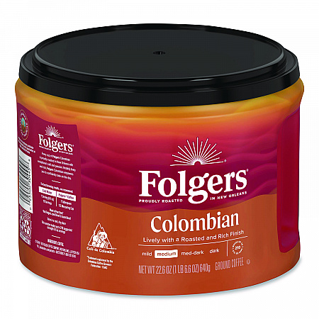 100% Columbian Coffee, 22.6 oz Canister, 6/Carton (30445CT)