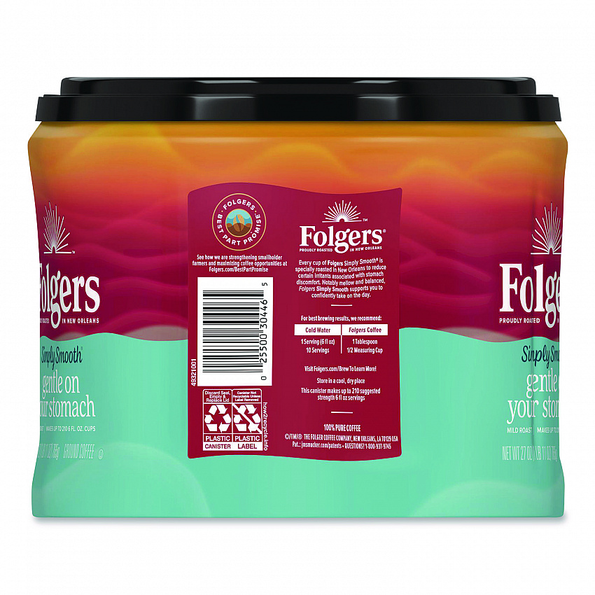 Simply Smooth Ground Coffee, Gentle On Your Stomach, 27 oz Canister (30446)
