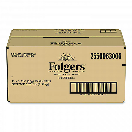 Traditional Roast Ground Coffee Fraction Packs, Traditional Roast, 2 oz, 42/Carton (63006)