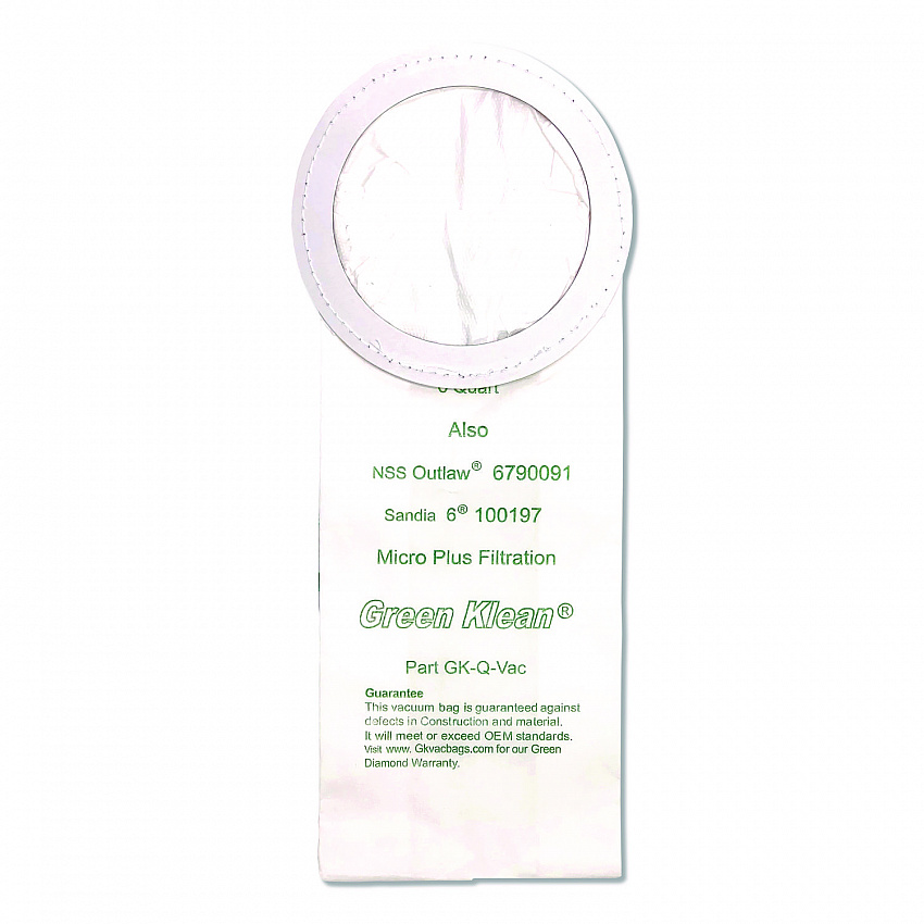 Replacement Vacuum Bags, Fits NSS Outlaw/ProTeam QuarterVac/Sandia/Sanitaire, 10/Pack (QVACP)