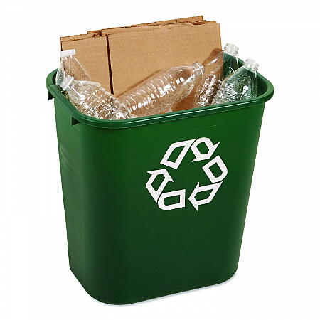 Deskside Plastic Container for Paper Recycling, 7 gal, Plastic, Green (295606GREEA)