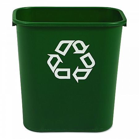 Deskside Plastic Container for Paper Recycling, 7 gal, Plastic, Green (295606GREEA)