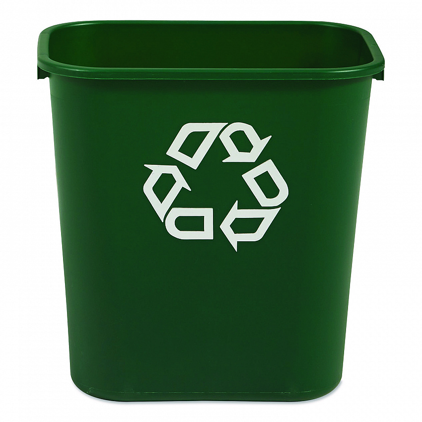 Deskside Plastic Container for Paper Recycling, 7 gal, Plastic, Green (295606GREEA)