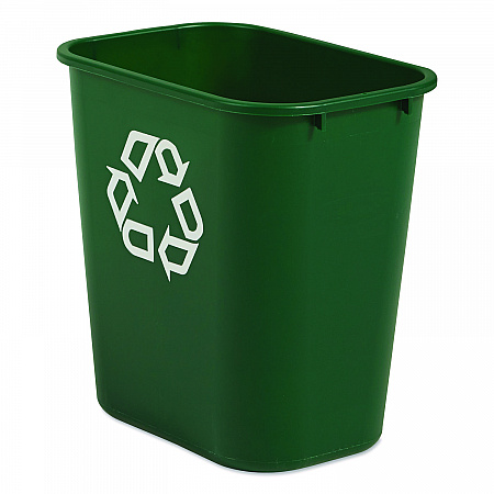 Deskside Plastic Container for Paper Recycling, 7 gal, Plastic, Green (295606GREEA)