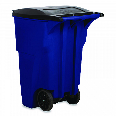 Square Brute Rollout Container, 95 gal, Resin, Blue (9W2273BLU)