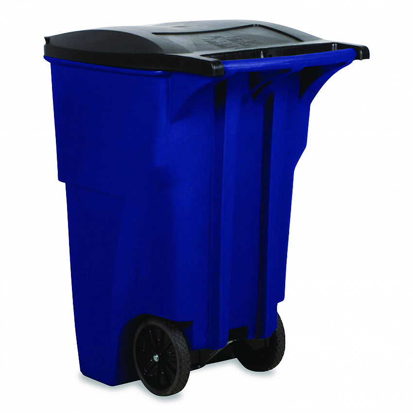 Square Brute Rollout Container, 95 gal, Resin, Blue (9W2273BLU)