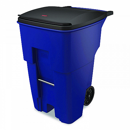 Square Brute Rollout Container, 95 gal, Resin, Blue (9W2273BLU)