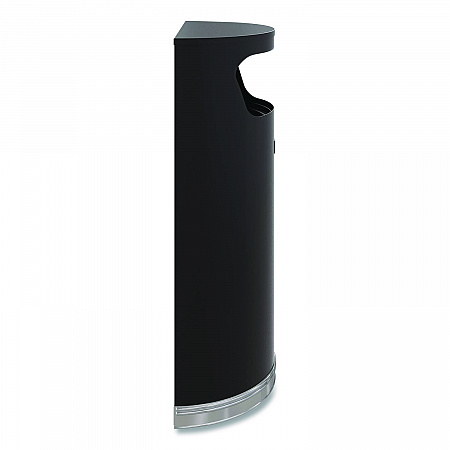 Half Round Metal Trash Can, 9 gal, Steel, Black (MTCRES901BK)