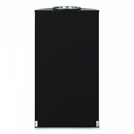 Half Round Metal Trash Can with Ashtray, 9 gal, Steel, Black (MTCRES901BKS)