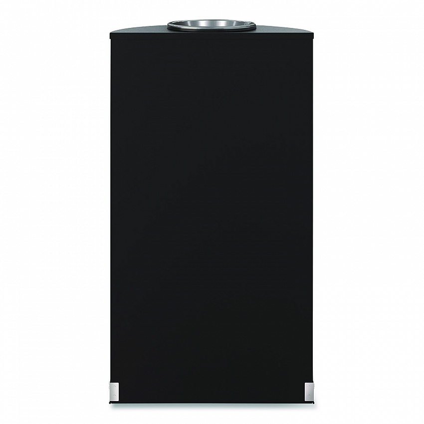 Half Round Metal Trash Can with Ashtray, 9 gal, Steel, Black (MTCRES901BKS)