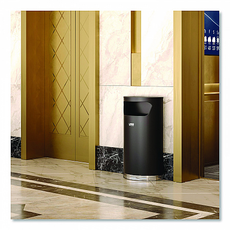 Half Round Metal Trash Can, 9 gal, Steel, Black (MTCRES901BK)