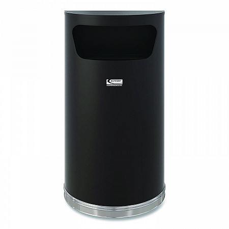 Half Round Metal Trash Can, 9 gal, Steel, Black (MTCRES901BK)