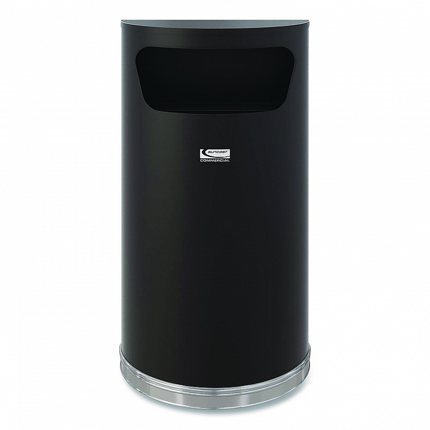 Half Round Metal Trash Can, 9 gal, Steel, Black (MTCRES901BK)