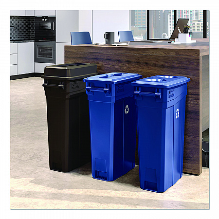 23 Gallon Resin Slim Trash Can Paper Recycling Lid, 11.87 x 20.25 x 1.35, Blue (TCNLID03BLD)