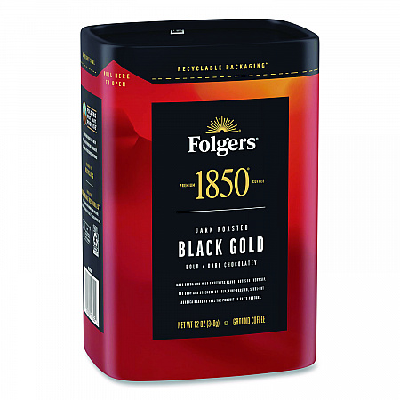 Black Gold Roast Ground Coffee, 12 oz Canister (12722EA)