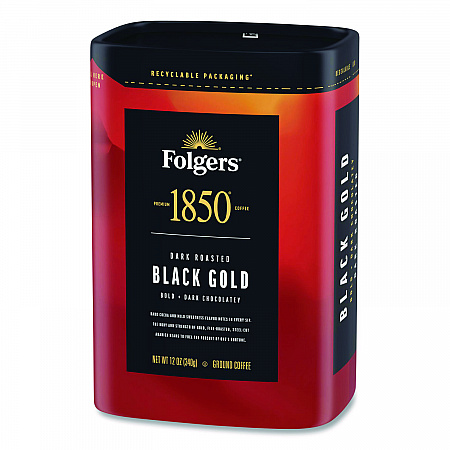 Black Gold Roast Ground Coffee, 12 oz Canister (12722EA)