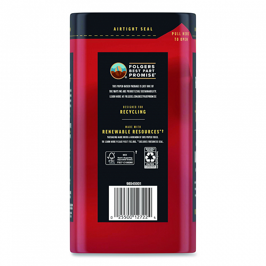 Black Gold Roast Ground Coffee, 12 oz Canister (12722EA)