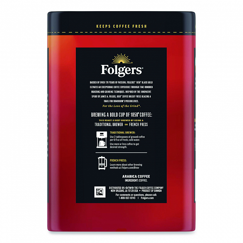 Black Gold Roast Ground Coffee, 12 oz Canister (12722EA)
