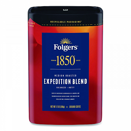 Expedition Blend Roast Ground Coffee, 12 oz Canister, 6/Carton (93312)