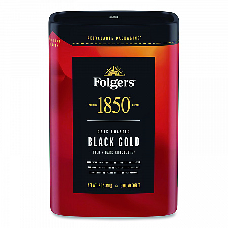 Black Gold Roast Ground Coffee, 12 oz Canister, 6/Carton (12722)
