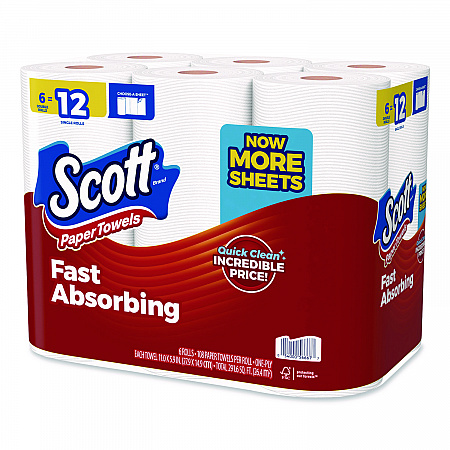Choose-A-Sheet Kitchen Roll Paper Towels, Double Roll, 1-Ply, White, 108 Sheets/Roll, 6 Rolls/Pack, 4 Packs/Carton (56668)