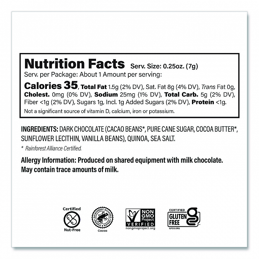 Dark Chocolate and Sea Salt Mini Quinoa Crisps, 0.25 oz Bag, 125/Carton (30700382)