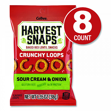 Crunchy Loops, Sour Cream and Onion, 1.35 oz Bag, 8/Box (22002516)