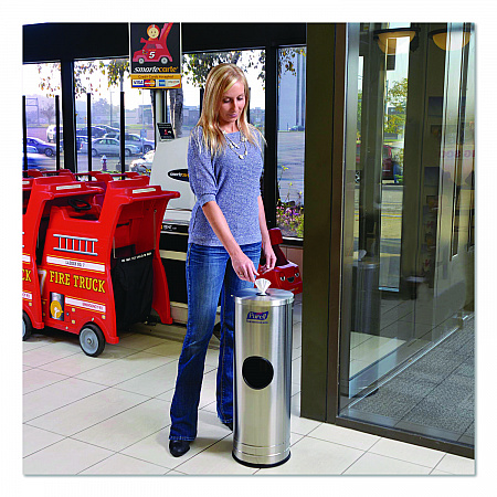 Dispenser Stand for Sanitizing Wipes, 1,500 Wipe Capacity, 10.25 x 10.25 x 14.5, Stainless Steel (9115DS1C)