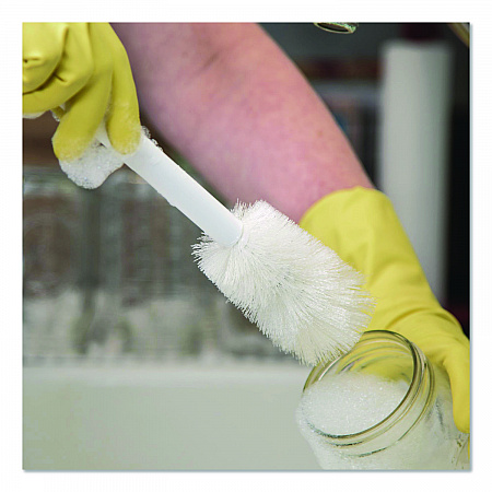 Sparta Handle Bottle Brush for Pint Bottles, White Polyester Bristles, 4.5