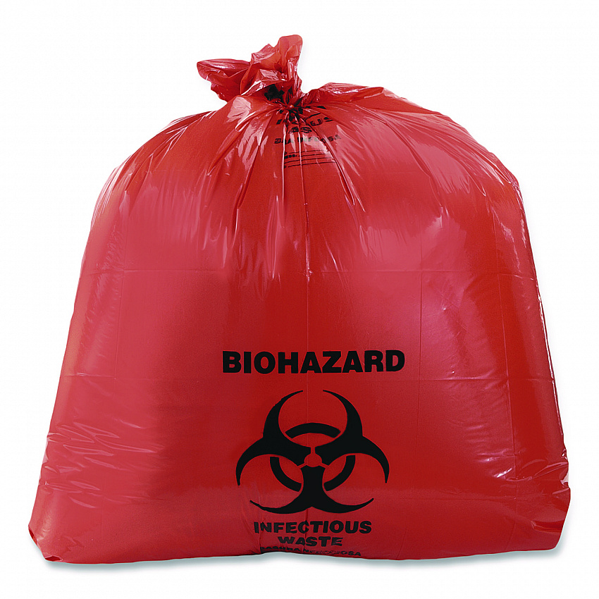 Healthcare Pre-Printed High-Density Can Liners, Biohazard: Infectious Waste, 45 gal, 16 mic, 40 x 48, Red, Flat Pack, 250/CT (Z8048VRP01)
