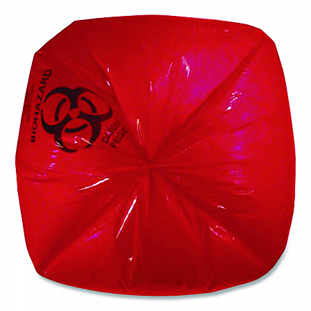 Healthcare Pre-Printed High-Density Can Liners, Biohazard: Infectious Waste, 45 gal, 16 mic, 40 x 48, Red, Flat Pack, 250/CT (Z8048VRP01)