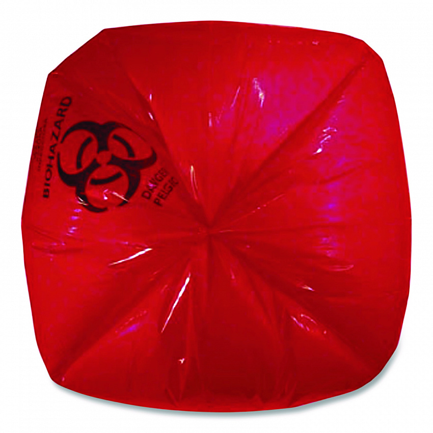 Healthcare Pre-Printed High-Density Can Liners, Biohazard: Infectious Waste, 45 gal, 16 mic, 40 x 48, Red, Flat Pack, 250/CT (Z8048VRP01)