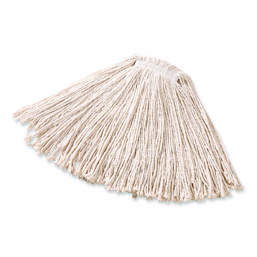Non-Launderable Premium Cut-End Cotton Wet Mop Head, 16 oz, White, 1" White Band, 12/Carton (F11612)