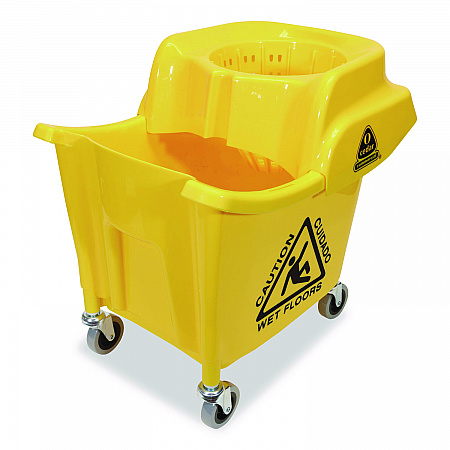 MaxiRough Institutional Mop Bucket and Wringer, 32 to 35 qt, Yellow (96979)