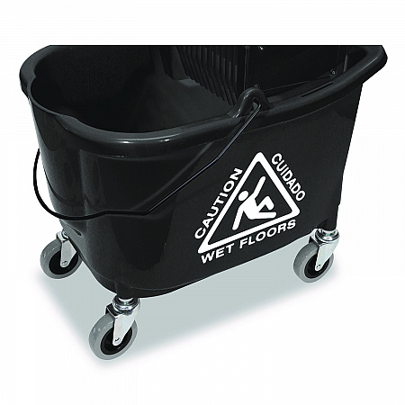 Premier Downpress Mop Bucket and Wringer, 32 to 35 qt, Black (96998)